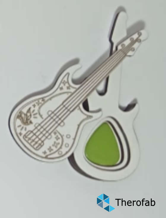 Guitar pick box with stand - Double cut body