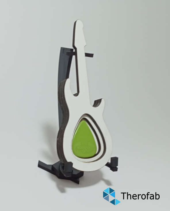 Guitar pick box with stand - Double cut body