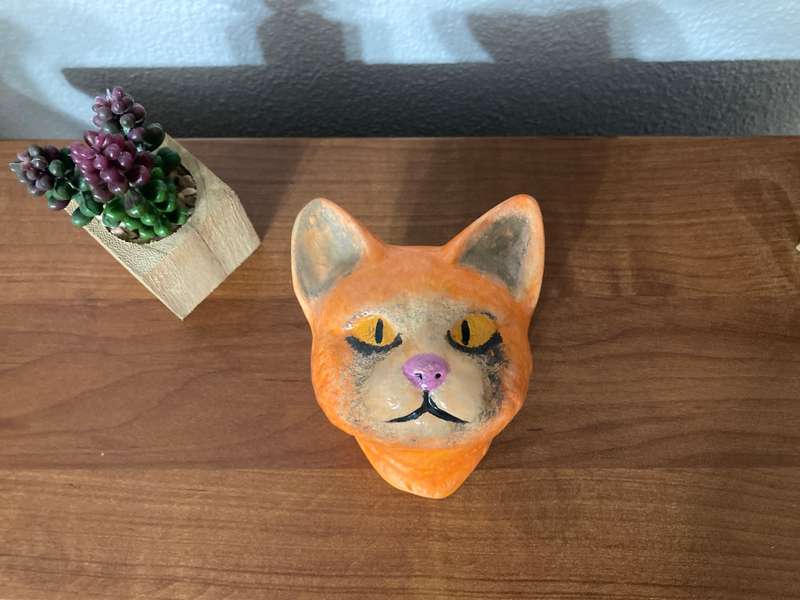 Acrylic Painted Ceramic Ginger Cat by Craig