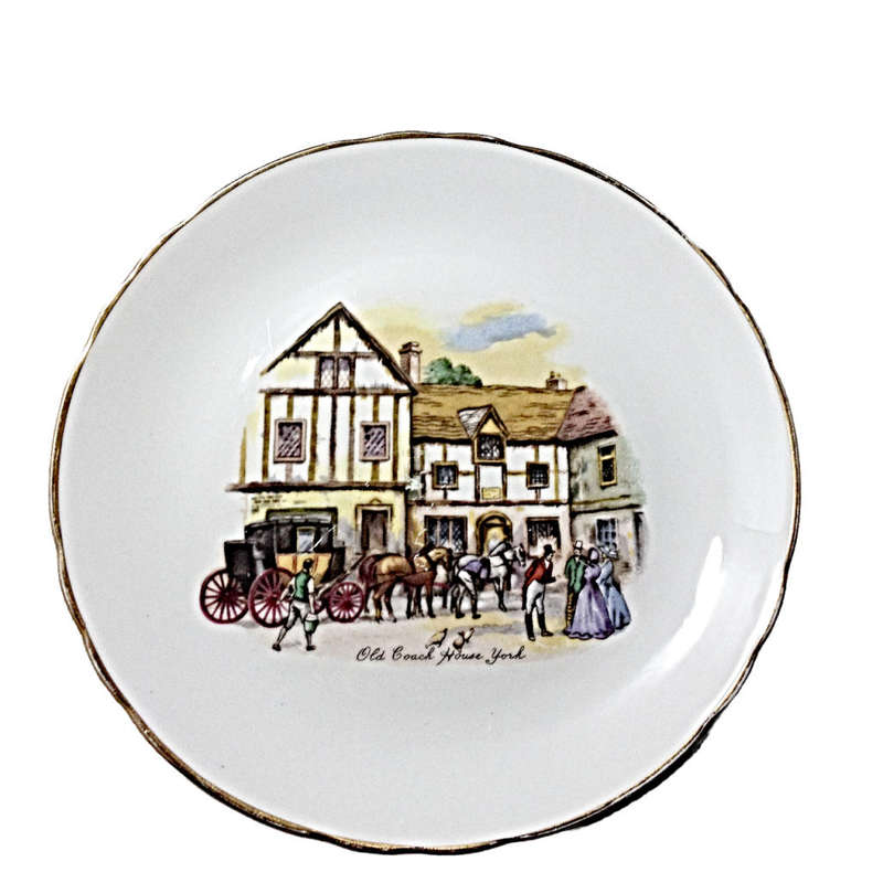Antique - Tuscan Fine English Bone China Souvenir Plate - Old Coach House, York