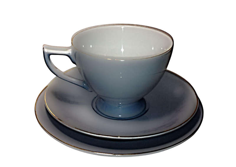 Elegant Blue and Gold Trimmed Tea Set