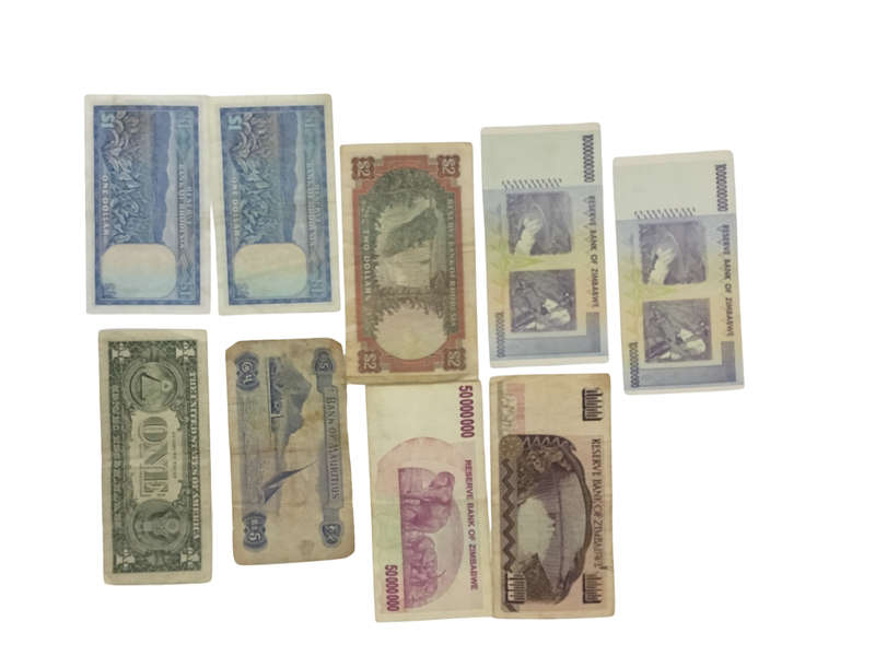 Lot  9 x Notes Mixed, Rhodesia , Zimbabwe, Mauritius & USA - World Currency