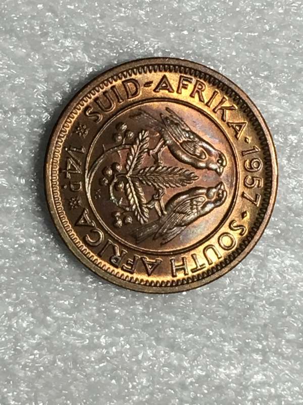 1957, 1/4 Penny (Elizabeth II) South Africa - KM# 44