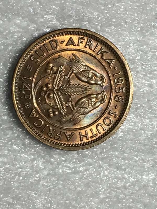 1958, 1/4 Penny (Elizabeth II) South Africa - KM# 44