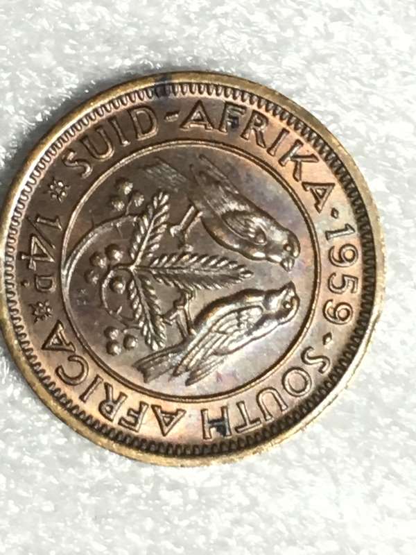 1959, 1/4 Penny (Elizabeth II) South Africa - KM# 44