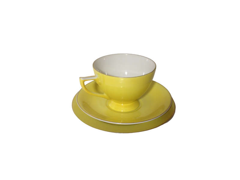 Ceramic Bright Yellow and Gold Trimmed Tea Set