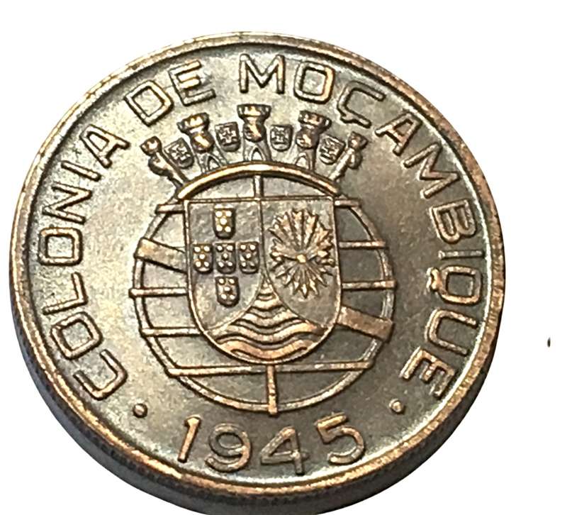Rare 1945 Mozambique Duo  Uncirculated Set  1 Escudo & 50 Centavos  A Piece of WWII-Era History