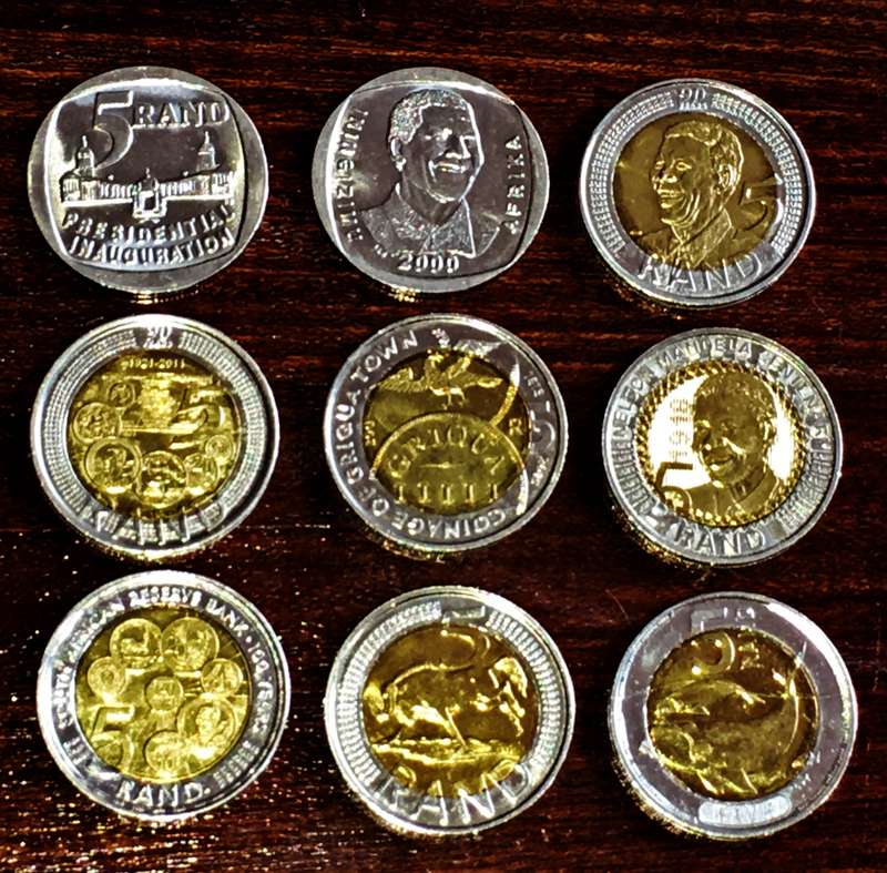 Commemorative 5 RAND Coinage - South Africa - Mint State Condition + 3 Proof-like 2 Rands