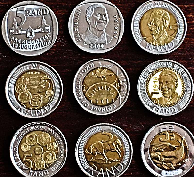 Commemorative 5 RAND Coinage - South Africa - Mint State Condition + 3 Proof-like 2 Rands
