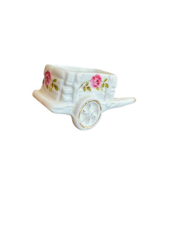 Cottage rose wheelbarrow ornament