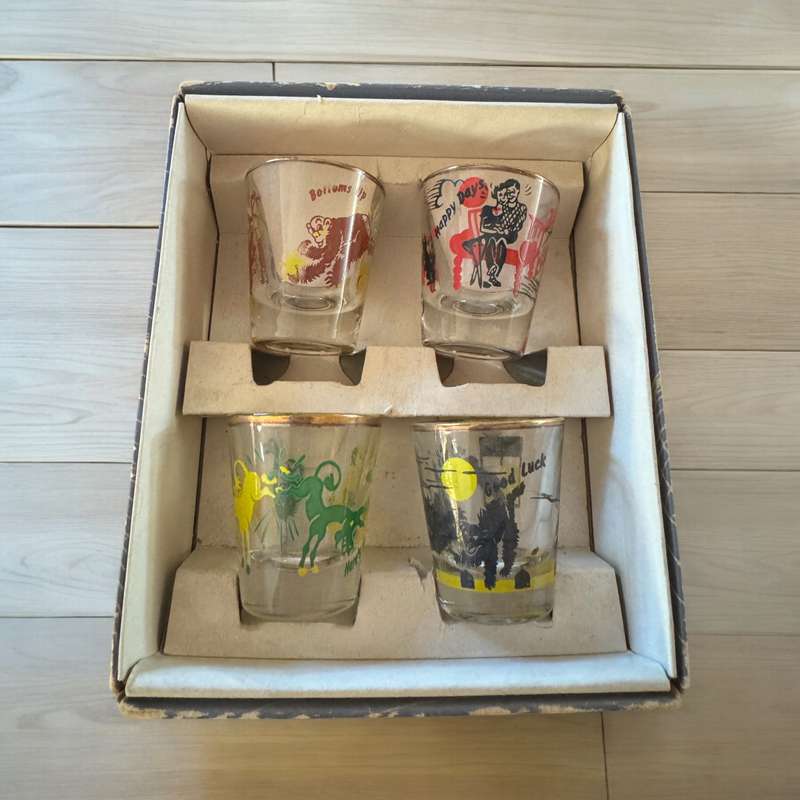4x heavy bottom whisky glasses