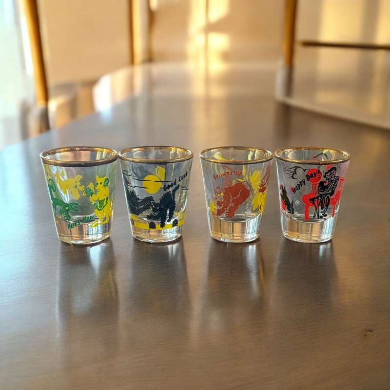 4x heavy bottom whisky glasses