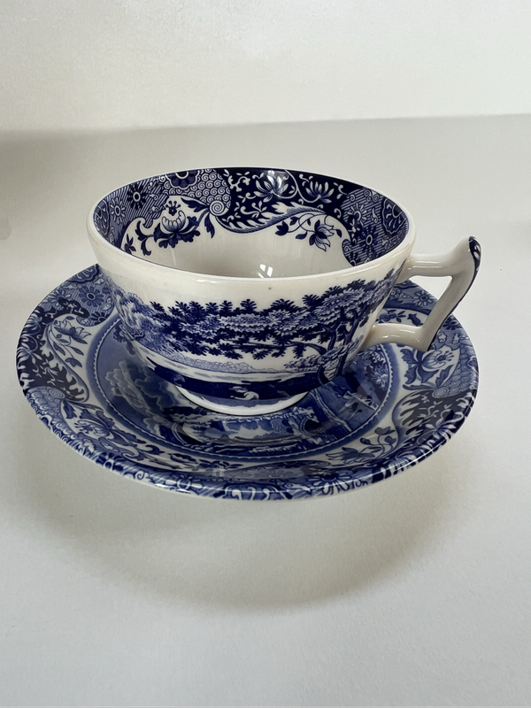 Spode blue Italian teacup and saucer