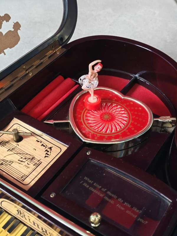 Piano Shaped Music Box Jewellery Box Vintage Box