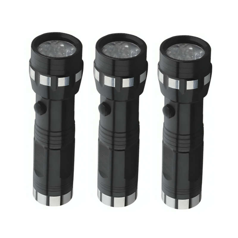 14 LED portable Mini Flashlight Torch - Pack of Three - Black