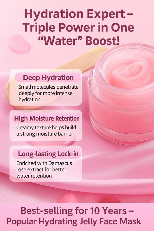 Damascus Rose Hydrating Jelly Face Mask, 100g  Deep Moisturizing, Long-lasting Water Lock, for Dry