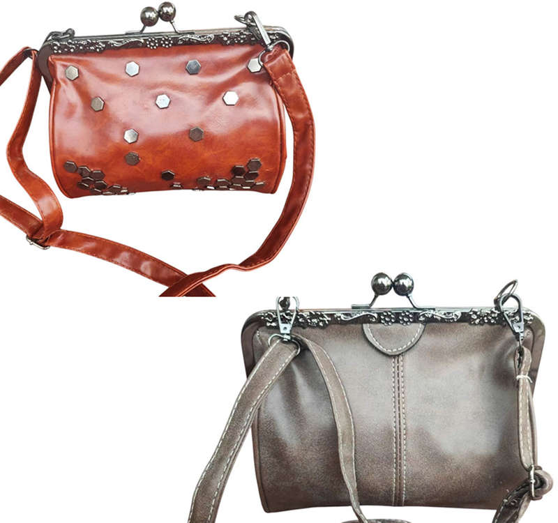 Women's Soft PU Leather Handbag Retro Crossbody Shoulder Bag - Pack of Two