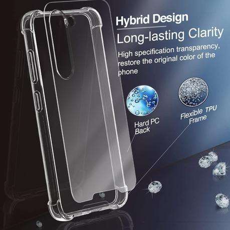 TPU Bumper Hard PC Back Cover Protective Clear Case For Samsung S23 Ultra