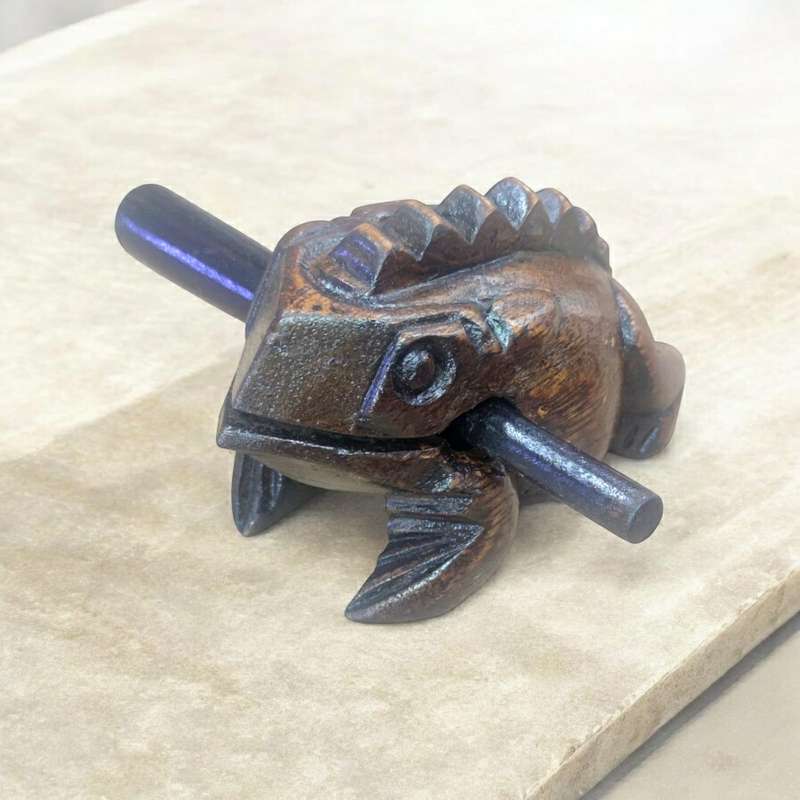 Handmade Wood Ribbit Frog - Fun Musical Percussion Instrument
