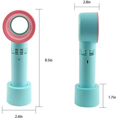 Mini Handheld USB 3 Speed Rechargeable Portable Bladeless Fan - Pack of Two - Gift Set