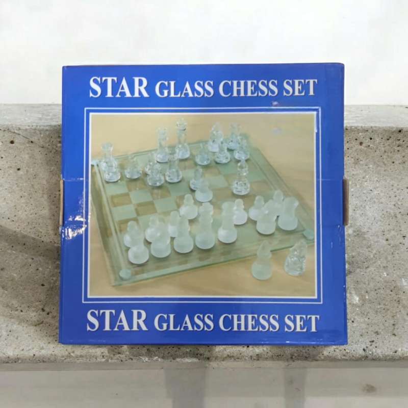 Crystal Clear Glass Chess Set - Foldable for Travel - Educational Toys For Kids & Adults