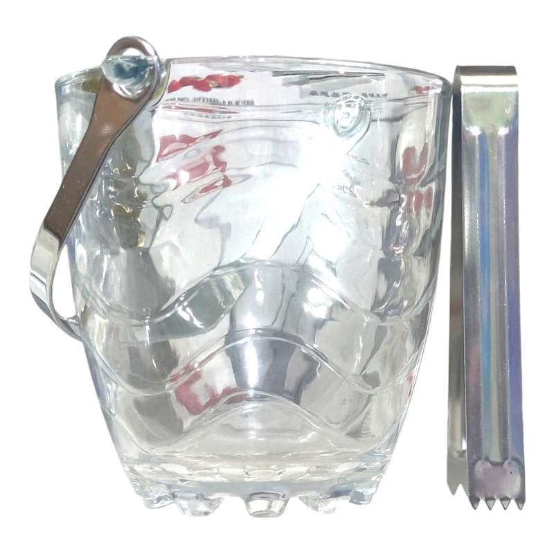 Clasica Glass Ice Bucket with Acrylic Handle and Ice Tongs