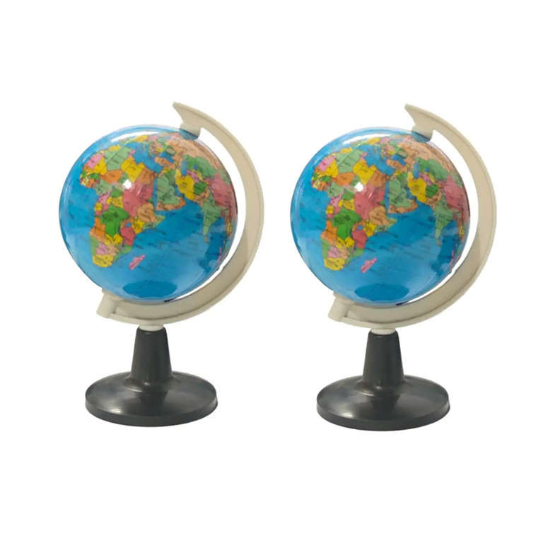 Pack of Two - World globe plastic on stand