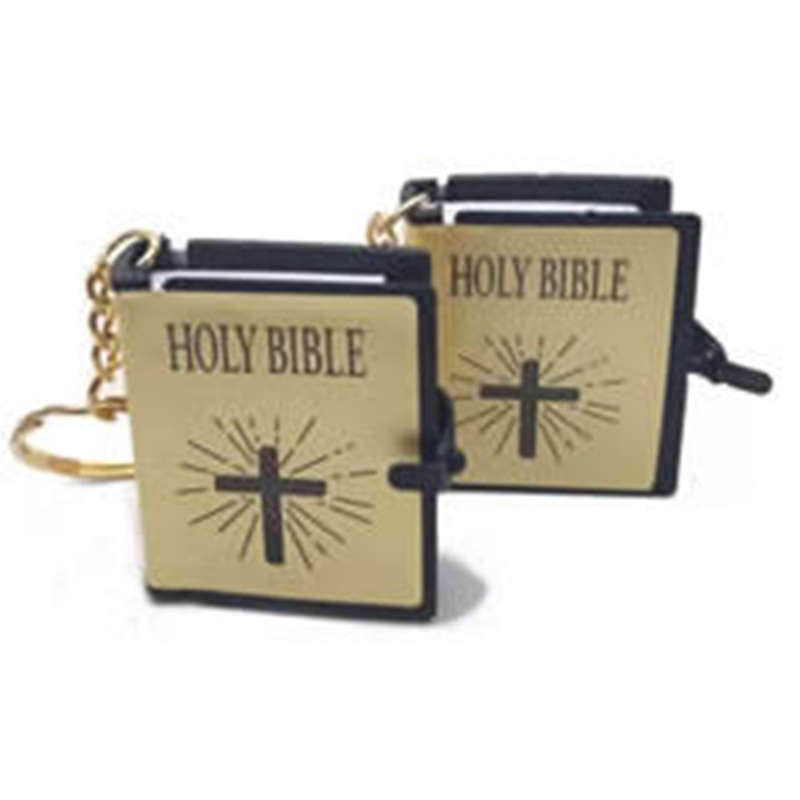 5 Pack - Key Chain Ring - Mini Holy Bible - Heavenly Gold