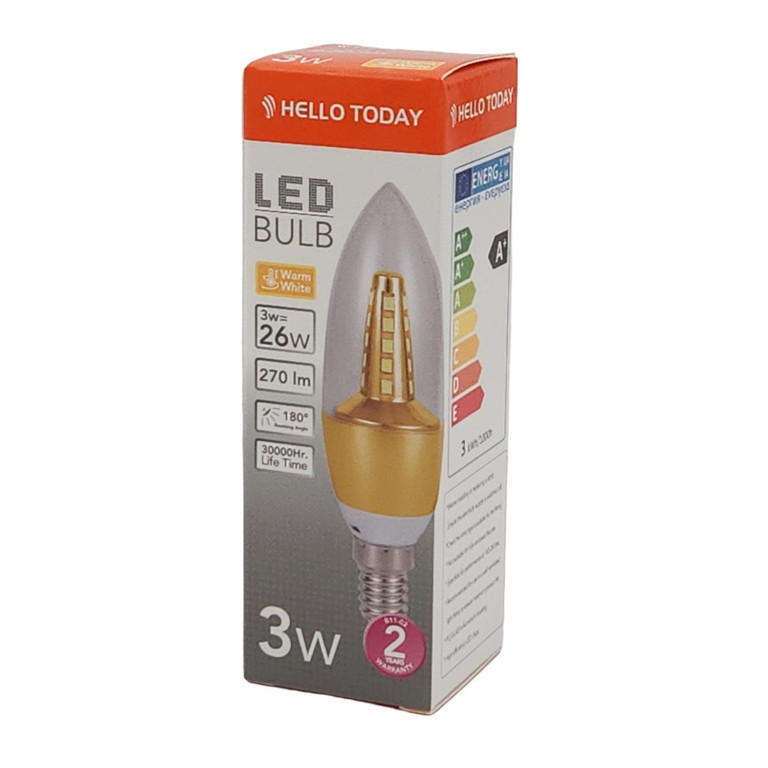 4 Units - Powerup E14 CW 3W LED Candle Light Bulb