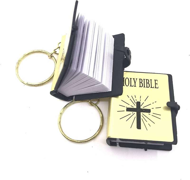 5 Pack - Key Chain Ring - Mini Holy Bible - Heavenly Gold