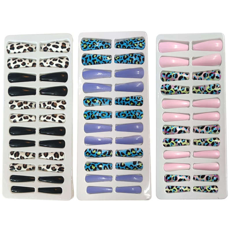 Pack of 3 -- Flexible Movable leopard print False Nails Lady Women Nail