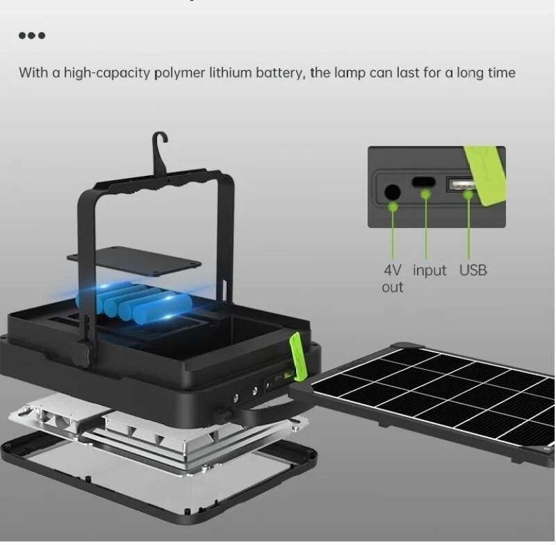 400w Multi-Fonctional Solar Portable Flood Light Build in batteries 14000mah and Solar Panel