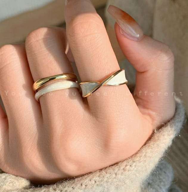 Ring handmade boho double-layer ring unique open band ring for womens chic minimalist style