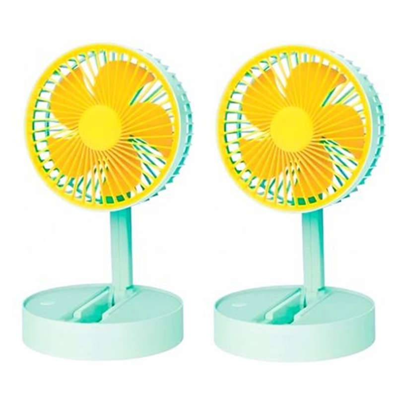 Pack of Two - Hangable & Foldable USB Mini Portable Fan - Green