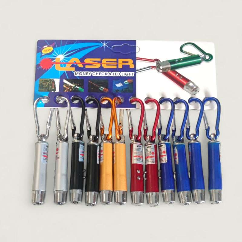 Pack of 12 -- 3 in 1 Laser Light Pointer Key Chain Flashlight Money Detector
