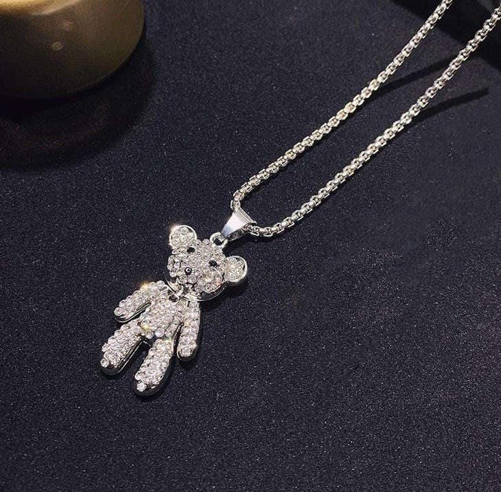 Bear Pendant with Necklace Cute Teddy Bear Design - Best Gift for Women Girl