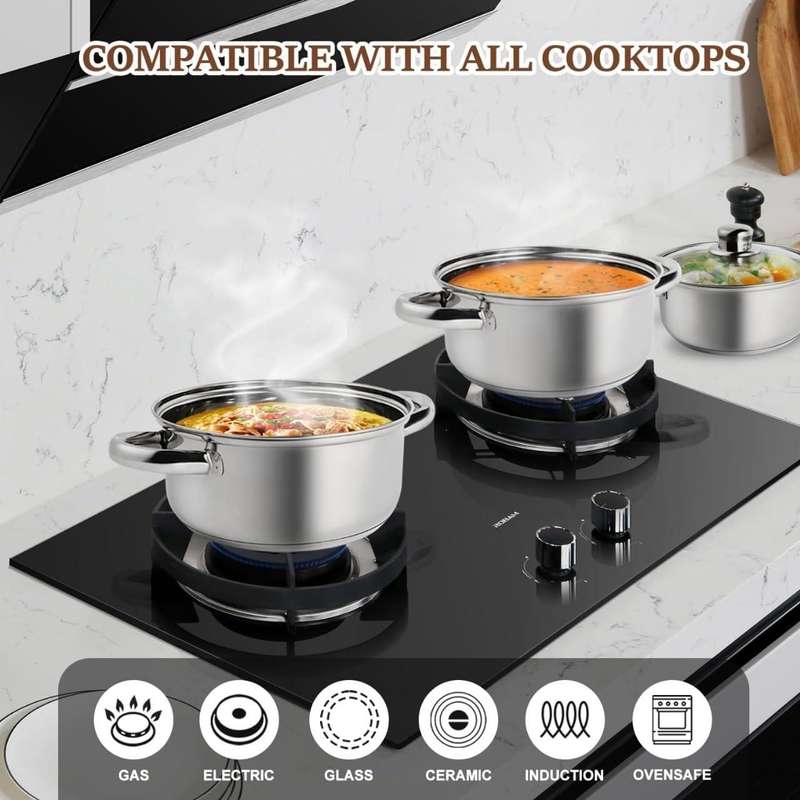 Stainless Steel Cookware Set Non-Stick Cookware Set with Lid (6 Piece)