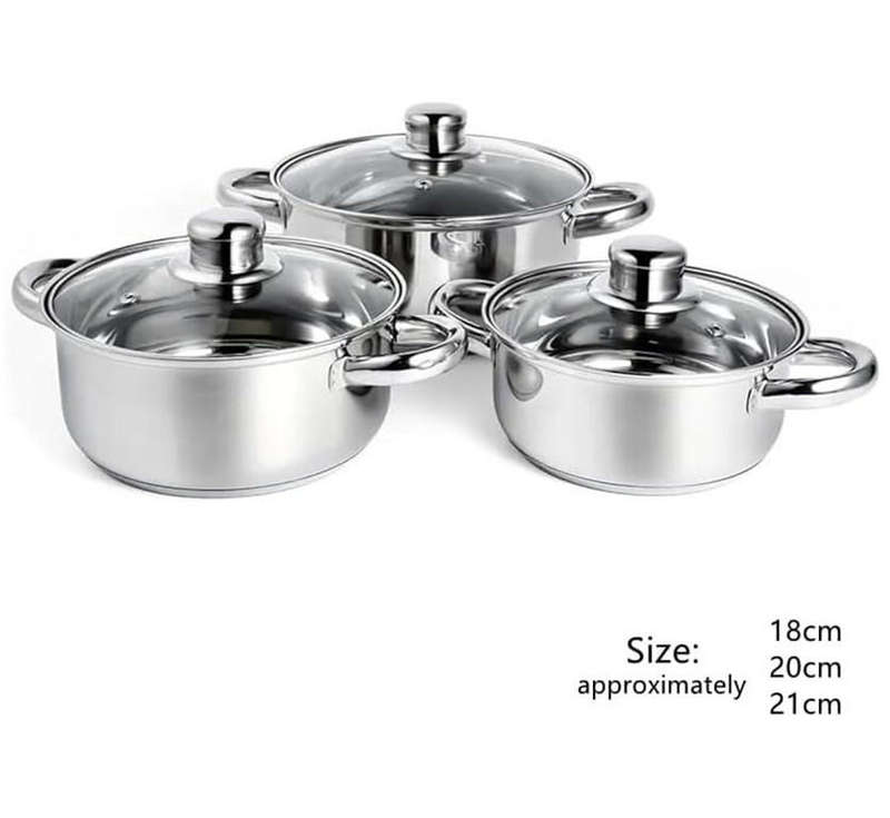 Stainless Steel Cookware Set Non-Stick Cookware Set with Lid (6 Piece)