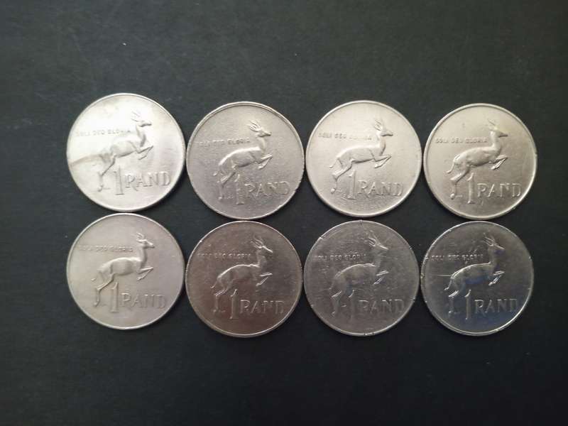 1977, 1978, 1982, 1985, 1988, 1989 South African R1 coins