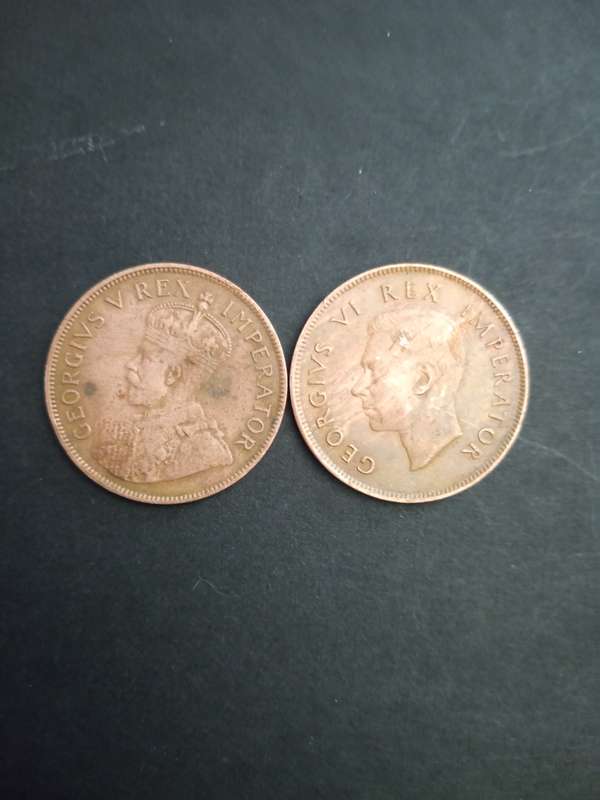 1936 & 1942 1d SA Coin