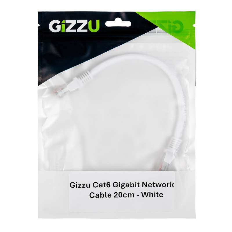 Gizzu Cat6 UTP Fly Lead Ethernet Network Cable 20cm  White