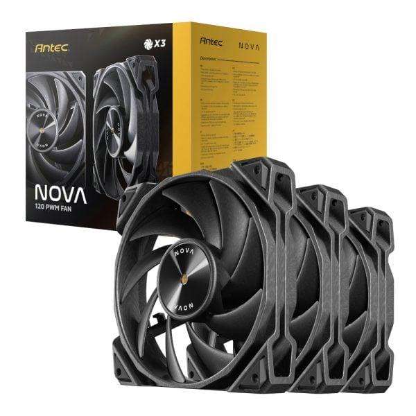 Antec NOVA 120 PWM Fan 3 Pack with Speed Controller  Black
