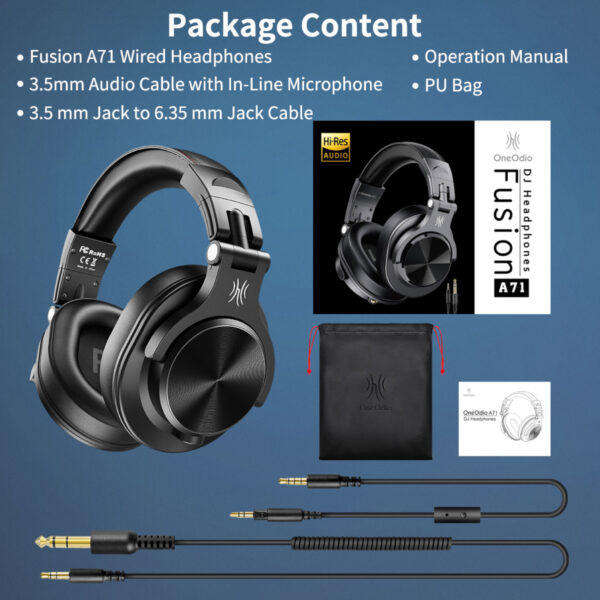 Oneodio Pro A71 Wired Headphones  Black