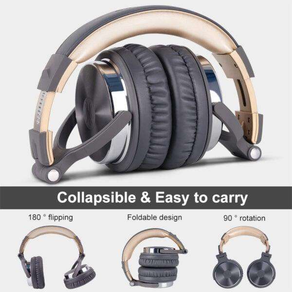 Oneodio Pro 10 Professional Wired Over Ear DJ and Studio Monitoring Headphones  Grey/Gold