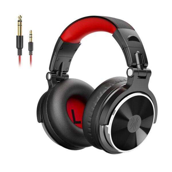Oneodio Pro 10 Professional Wired Over Ear DJ and Studio Monitoring Headphones  Red/Black