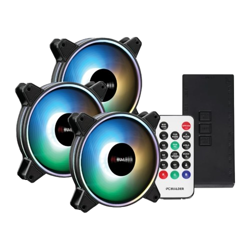 PCBuilder Tempest Chill Fan Kit 3x120MM Dual Glow ARGB Fan + Controller + RF Remote