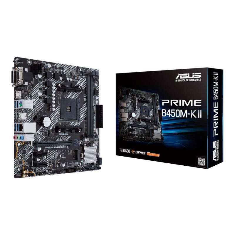 ASUS PRIME B450M-K II mATX Motherboard  AM4, DDR4, HDMI, M.2, USB3.2