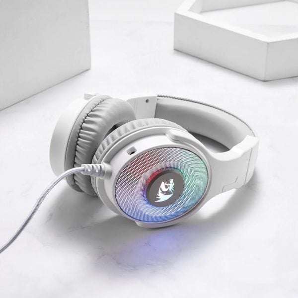 REDRAGON Over-Ear PANDORA USB (Power Only)|Aux (Mic & Headset) RGB Gaming Headset  White