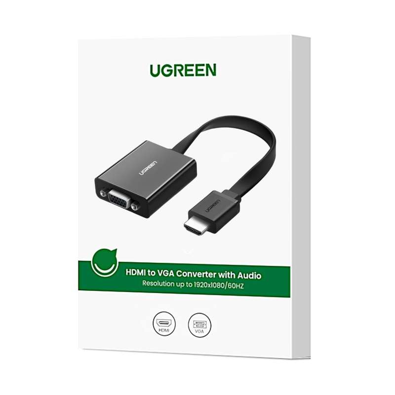 UGREEN HDMI to VGA Adapter, with 3.5mm Audio & Power Port  Black