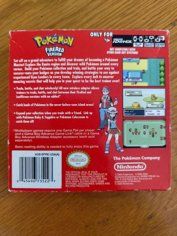 Pokemon Fire Red COMPLETE GAME WITH BOX AND MANUALS (working)